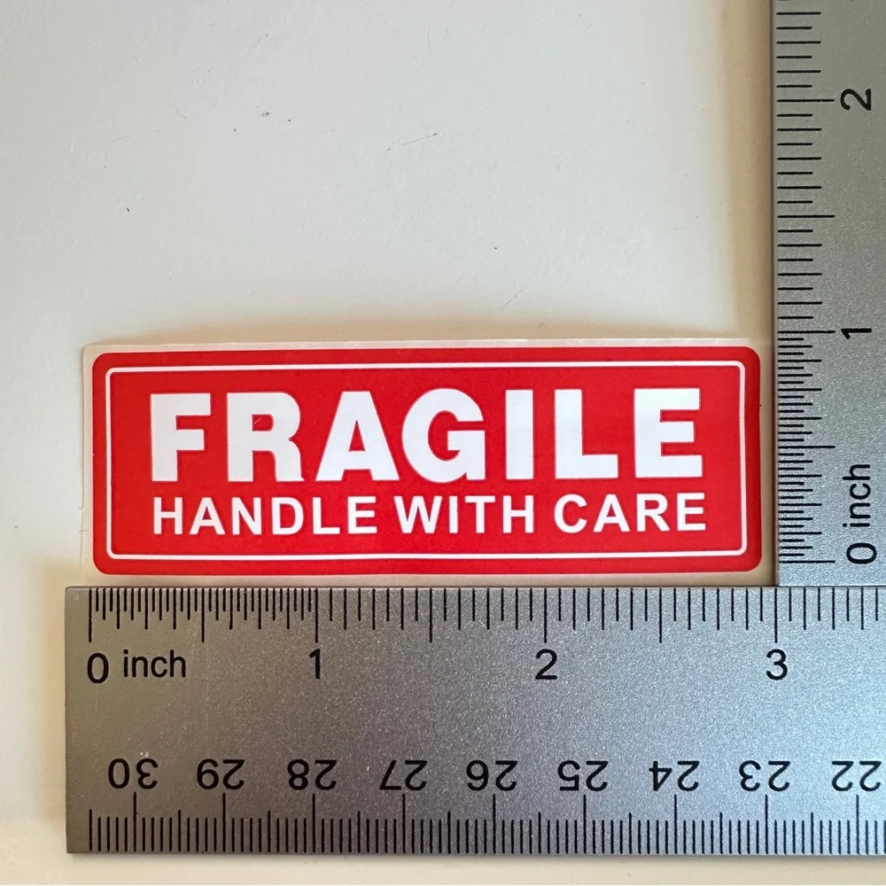 1000 Fragile Labels Stickers 1 Roll Red White Seller Shipping Supplies